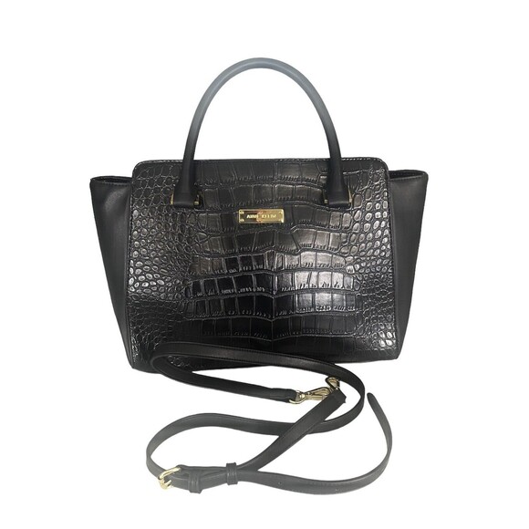 ANNE KLEIN Black Cocodrile Faux FLeather Tote Handbag Shoulder Strap New /no Tag - Picture 4 of 14